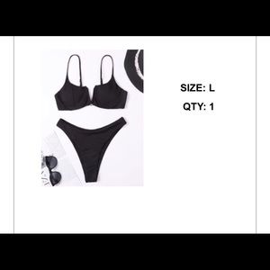 Black underwire bikini with high waisted bottoms